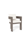 Sedia da pranzo con braccioli Aruba tessuto bianco e alluminio taupe