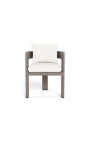 Dining chair with arms "Aruba" off-white fabric and taupe aluminium