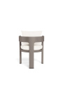 Стол за хранене с ръце "Аруба" бяла тъкан и алуминий