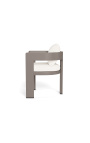 Cadeira de jantar com braços "Aruba" tecido branco e alumínio taupe