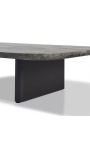 Kaffebord "Aruba" grå aluminiumsfarve med overdel i travertin