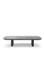 Coffe table "Aruba" grey aluminium color with top in travertine