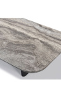 Coffe table "Aruba" grey aluminium color with top in travertine
