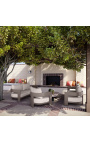 Coffe table "Aruba" grey aluminium color with top in travertine