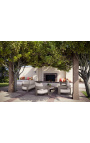 Coffe table "Aruba" grey aluminium color with top in travertine