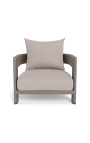Large armchair "Aruba" fabric taupe color and taupe aluminium