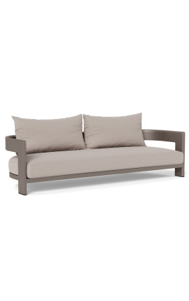 sofá de 3 lugares "Aruba" cor de tecido bege e alumínio taupe - 239 cm