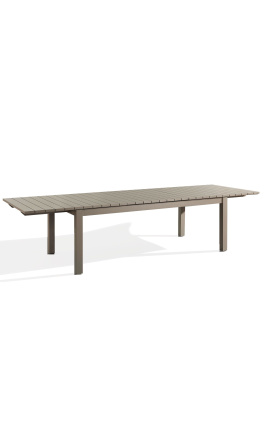 Grande tavolo da pranzo allungabile "Nai Harn" Colore Taupe alluminio