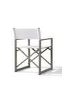 Krzesło stołowe "Nai Harn" biała tkanina i aluminiowa taupe
