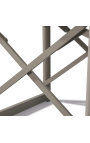 Silla de mesa de comedor "Nai Harn" tela blanca y taupe de aluminio