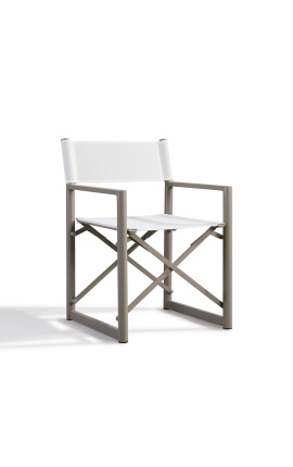 Åtsbordsstol "Nai Harn" vitt stoff og aluminium taupe
