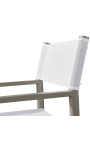 Jedálenská stolička "Nai Harn" biela tkanina a hliník taupe