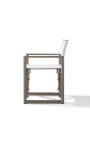 Cadira de menjador "Nai Harn" teixit blanc i taupe d'alumini