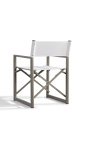 Spisebordstol "Nai Harn" hvidt stof og aluminiumtaupe