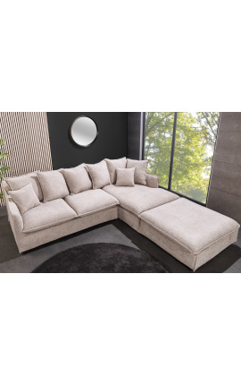 Corner sofa 255 cm CELESTE beige curled velvet