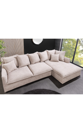 Corner sofa 255 cm CELESTE beige curled velvet