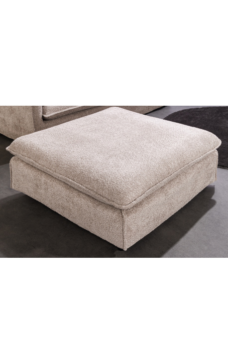 Grande banquette carrée 100 cm CELESTE en velours bouclé beige