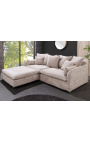 Large square bench 100 cm CELESTE in curled beige velvet