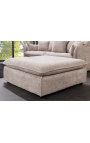 Large square bench 100 cm CELESTE in curled beige velvet