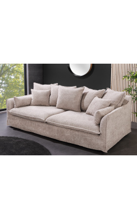 Sofa 3 places CELESTE curled beige velvet
