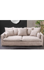 Sofa 3 places CELESTE curled beige velvet