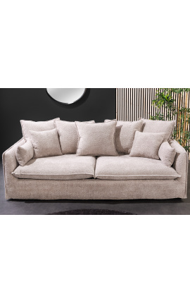 Sofa 3 lugares CELESTE curled beige velvet