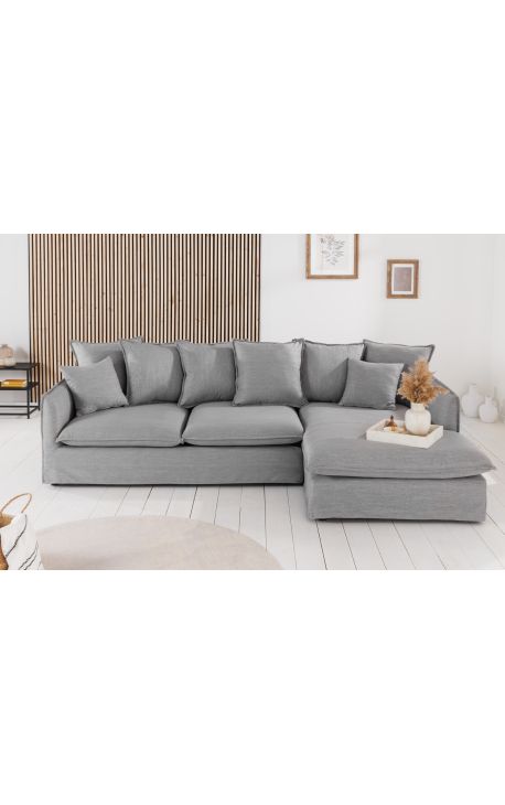 Canapé d'angle 255 cm CELESTE lin gris