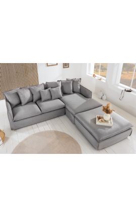 Ecksofa 255 cm CELESTE graues Leinen