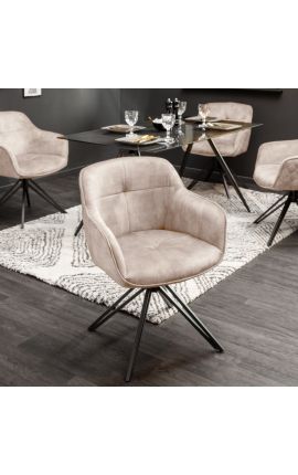 Δύο καρέκλες γεύματος "Ευφορία" σχεδιασμός greige velvet