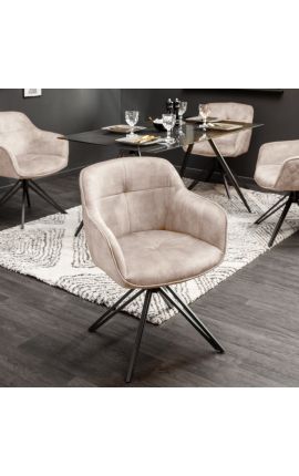 Ensemble de 2 chaises de repas "Euphoric" design en velours grège