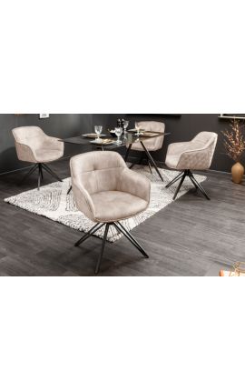 Ensemble de 2 chaises de repas &quot;Euphoric&quot; design en velours grège