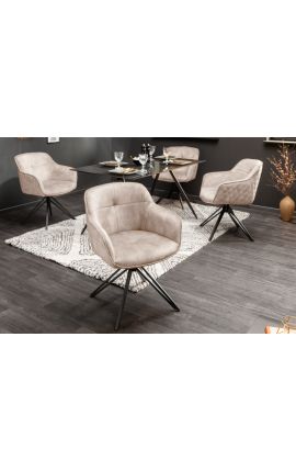 Set of 2 dining chairs &quot;Euphoric&quot; design in greige velvet