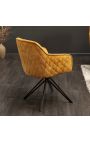 Ensemble de 2 chaises de repas "Euphoric" design en velours jaune moutarde