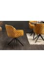 Ensemble de 2 chaises de repas "Euphoric" design en velours jaune moutarde