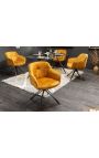 Set of 2 dining chairs "Euphoric" design in yellow velvet