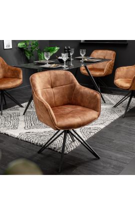 Ensemble de 2 chaises de repas "Euphoric" design en velours caramel