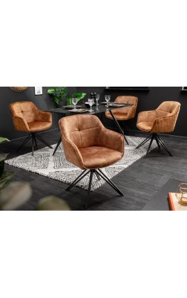 Set of 2 dining chairs &quot;Euphoric&quot; design in caramel velvet