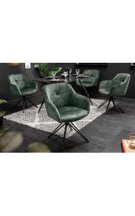 Juego de 2 sillas de comedor Diseño eufórico en terciopelo verde oscuro