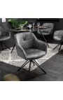 Set of 2 dining chairs "Euphoric" design in dark gray velvet