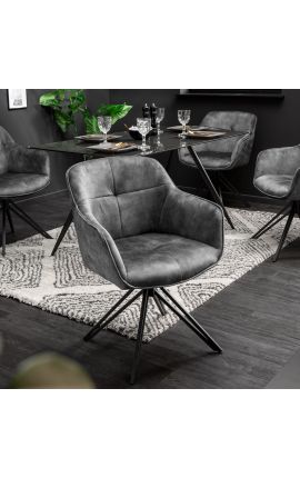 Conjunto de 2 cadeiras de jantar "Euforia" design em veludo cinza escuro