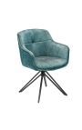 Set of 2 dining chairs "Euphoric" design in petrol blue velvet