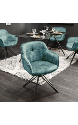 Δύο καρέκλες γεύματος "Ευφορία" σχεδιασμός σε βενζίνη μπλε velvet