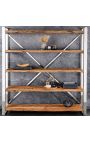 Recycled teak shelf unit with 5 shelves and stainless steel structure