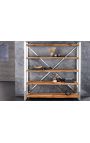 Recycled teak shelf unit with 5 shelves and stainless steel structure