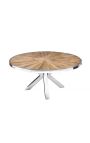 Recycled teak dining table with stainless steel base 140 cm
