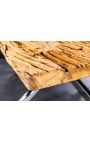 Matbord av resirkulert teak med grunn av rustfritt stål 140 cm