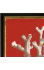 Square engraving of a coral with black and golden frame 30 x 30 - Model 2