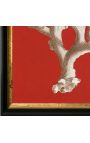 Square engraving of a coral with black and golden frame 30 x 30 - Model 2
