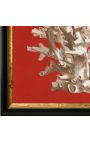 Square engraving of a coral with black and golden frame 30 x 30 - Model 3