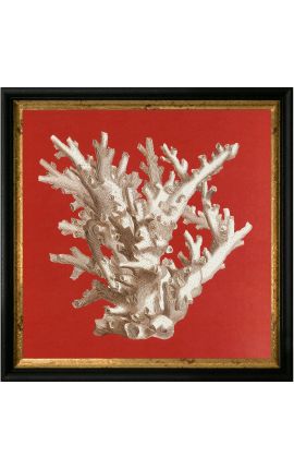 Vierkante gravure van een koraal met zwart-gouden frame 30 x 30 - Model 3